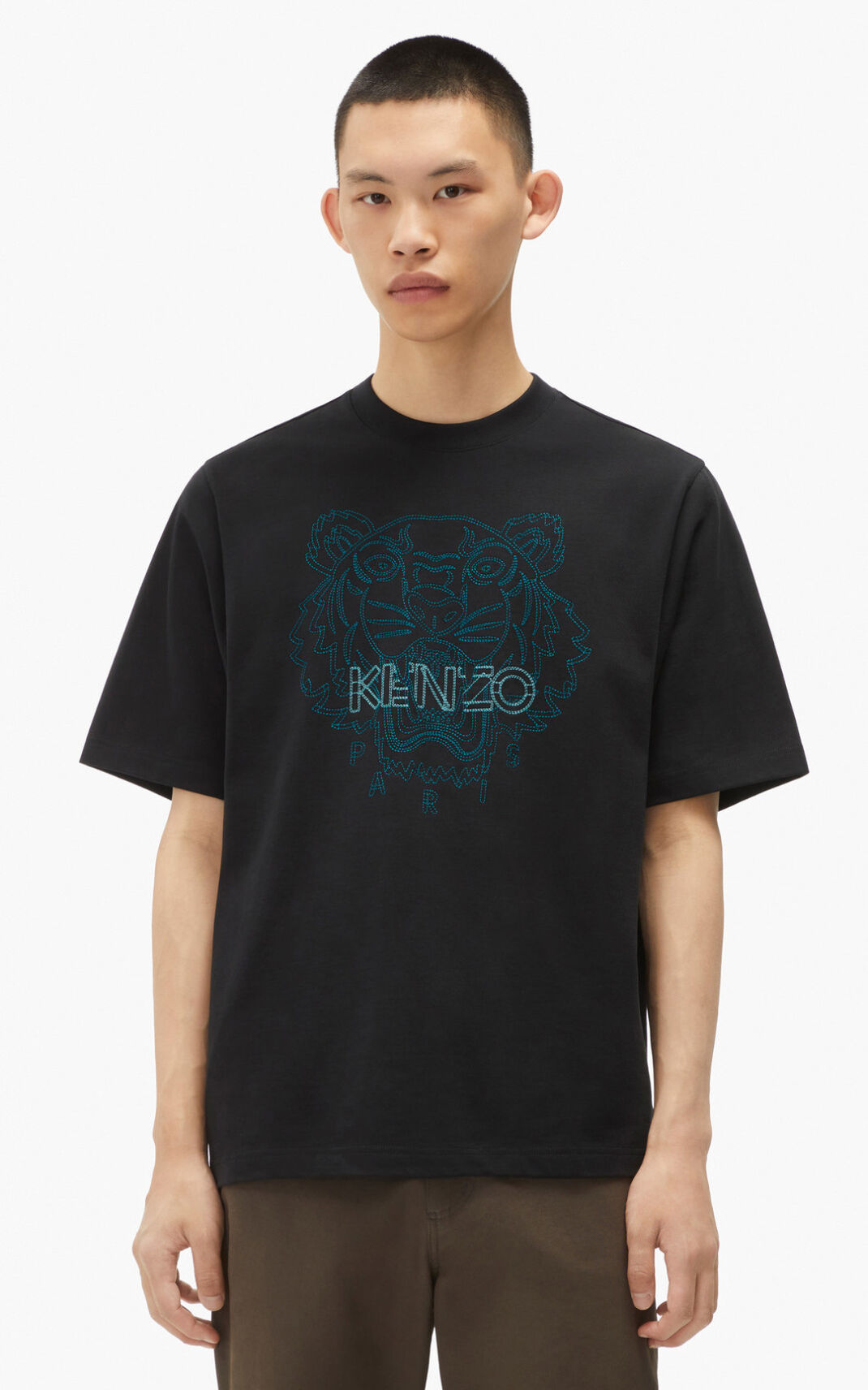 Kenzo Tiger loose fitting Tişört Erkek Siyah | 7243-OKBAS